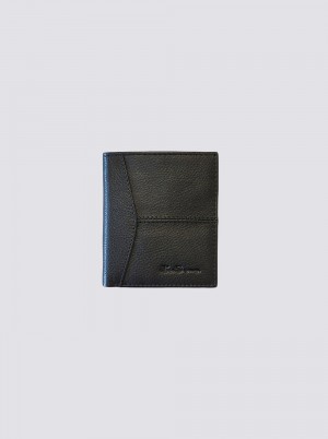 Black Ben Sherman Coles Leather Micro Wallets | 782391-HUZ