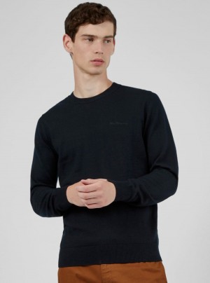 Black Ben Sherman Signature Crewneck Knitwear | 503462-WXY