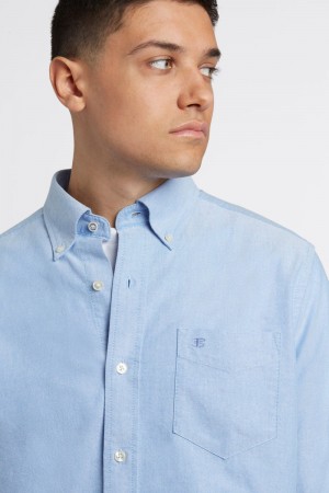 Blue Ben Sherman Brighton Oxford Organic Shirts | 658741-UDJ