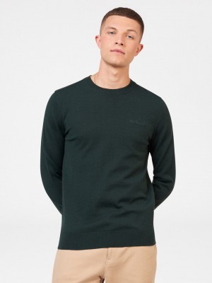 Dark Green Ben Sherman Signature Merino Crewneck Knitwear | 916352-SAV