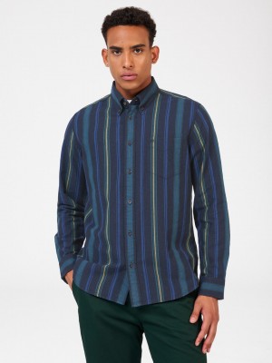 Green Ben Sherman Signature Striped Oxford Shirts | 413759-AJL