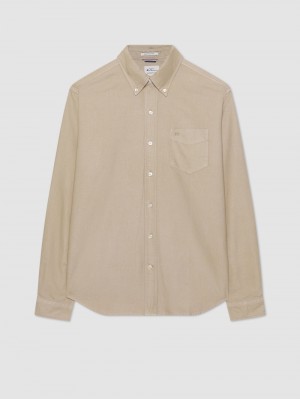 Grey Ben Sherman Beatnik Oxford Garment Dye Shirts | 847025-QGH