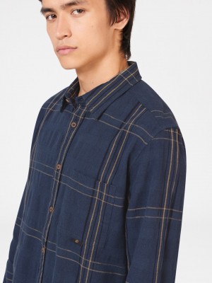 Indigo Ben Sherman B by Ben Sherman Indigo Check Shirts | 902538-ZBK