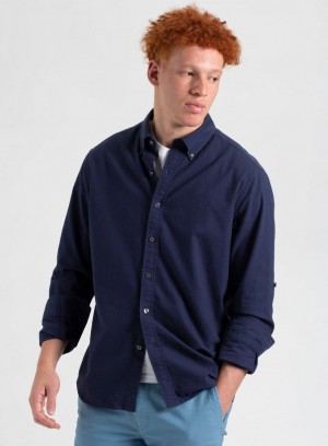 Indigo Navy Ben Sherman St. Ives Resort Oxford Shirts | 473896-WRD