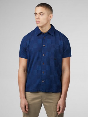 Navy Ben Sherman B by Ben Sherman Indigo Check Shirts | 716389-ZAH