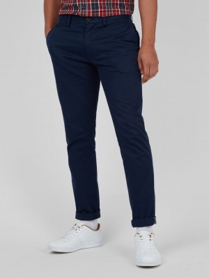 Navy Ben Sherman Signature Skinny Stretch Chino Pants | 037586-BSV