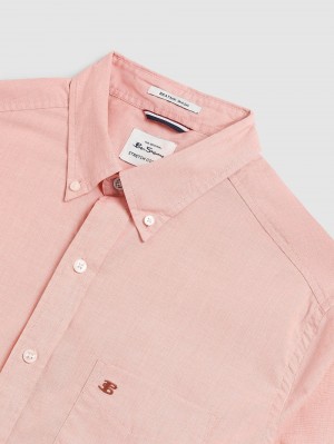 Orange Ben Sherman Beatnik Wash Long-Sleeve Shirts | 857193-PEW