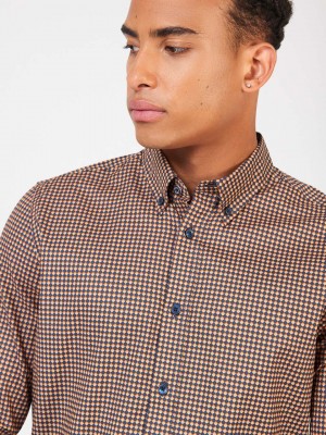 Orange Ben Sherman Signature Chevron Shirts | 376481-VCY