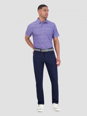 Purple Ben Sherman Broken Record Tech Jersey Sports Fit Polo Shirts | 673580-XWR