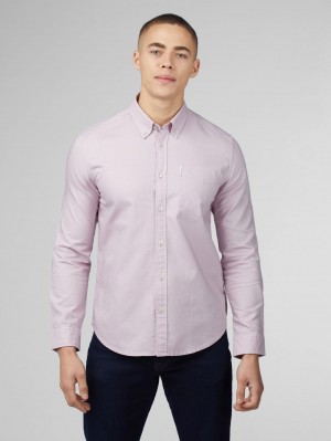 Purple Ben Sherman Signature Oxford Long Sleeve Shirts | 398126-UCJ