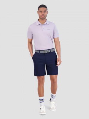 Purple Ben Sherman Solid Air Pique Sports Fit Polo Shirts | 504712-SXM