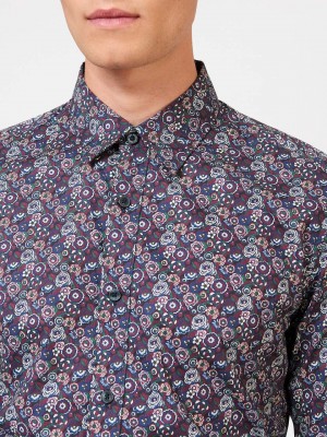 Purple Ben Sherman Winter Floral Shirts | 384259-TYI