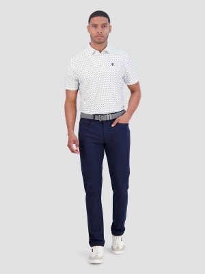 White Ben Sherman Chequerboard Geo Polo Shirts | 172309-VOD