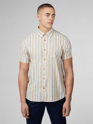 White Ben Sherman Signature Mod Stripe Shirts | 507243-OEM