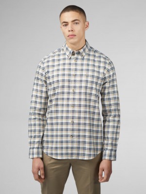 White Ben Sherman Signature Oxford Check Shirts | 380425-QGV