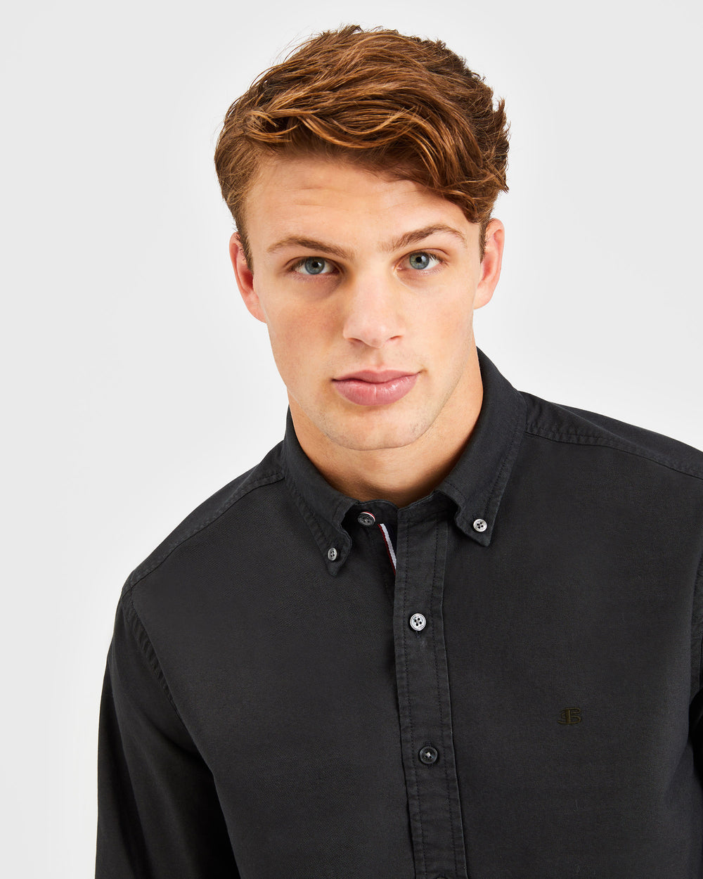 Black Ben Sherman Beatnik Oxford Garment Dye Shirts | 760482-KDJ