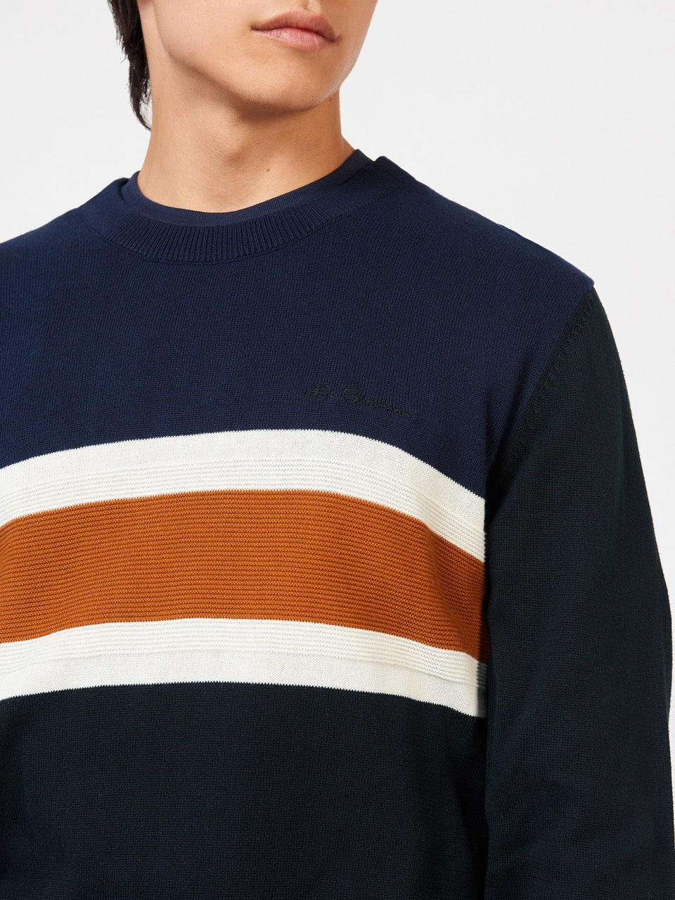 Black Ben Sherman Chest Stripe Crewneck Knitwear | 894231-SOY