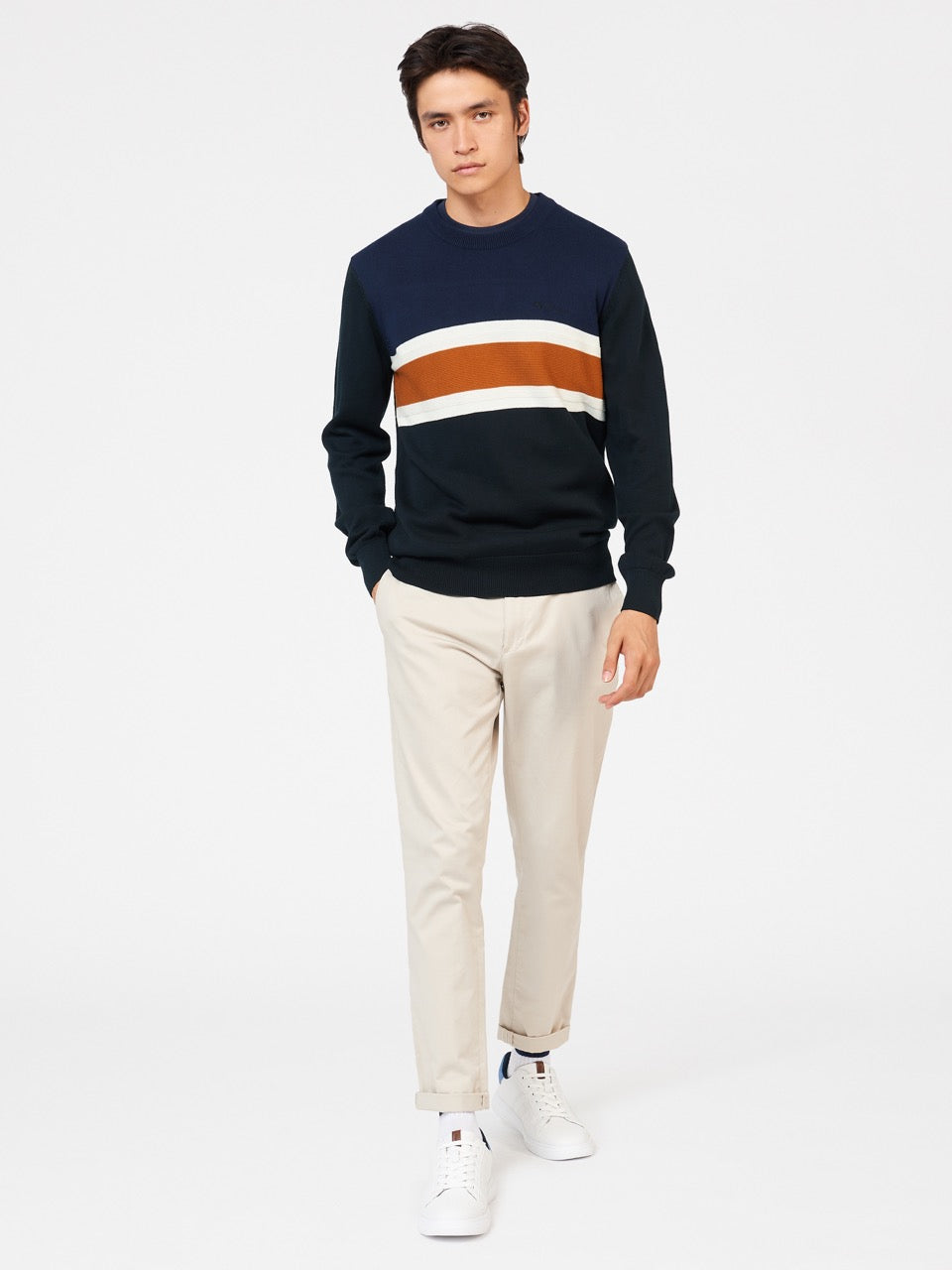 Black Ben Sherman Chest Stripe Crewneck Knitwear | 894231-SOY