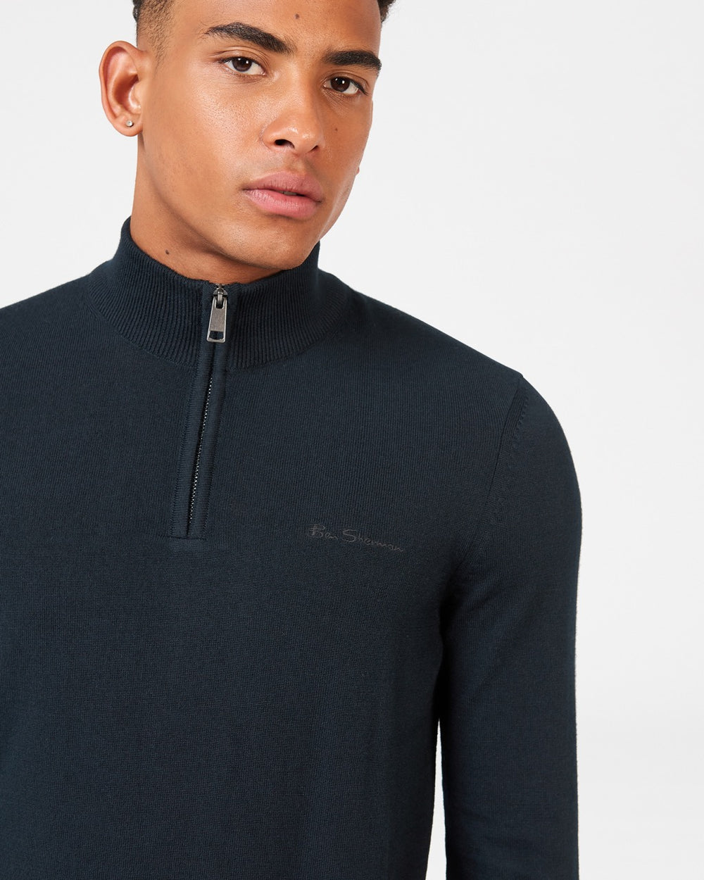 Black Ben Sherman Merino Half-Zip Knitwear | 309148-KLC