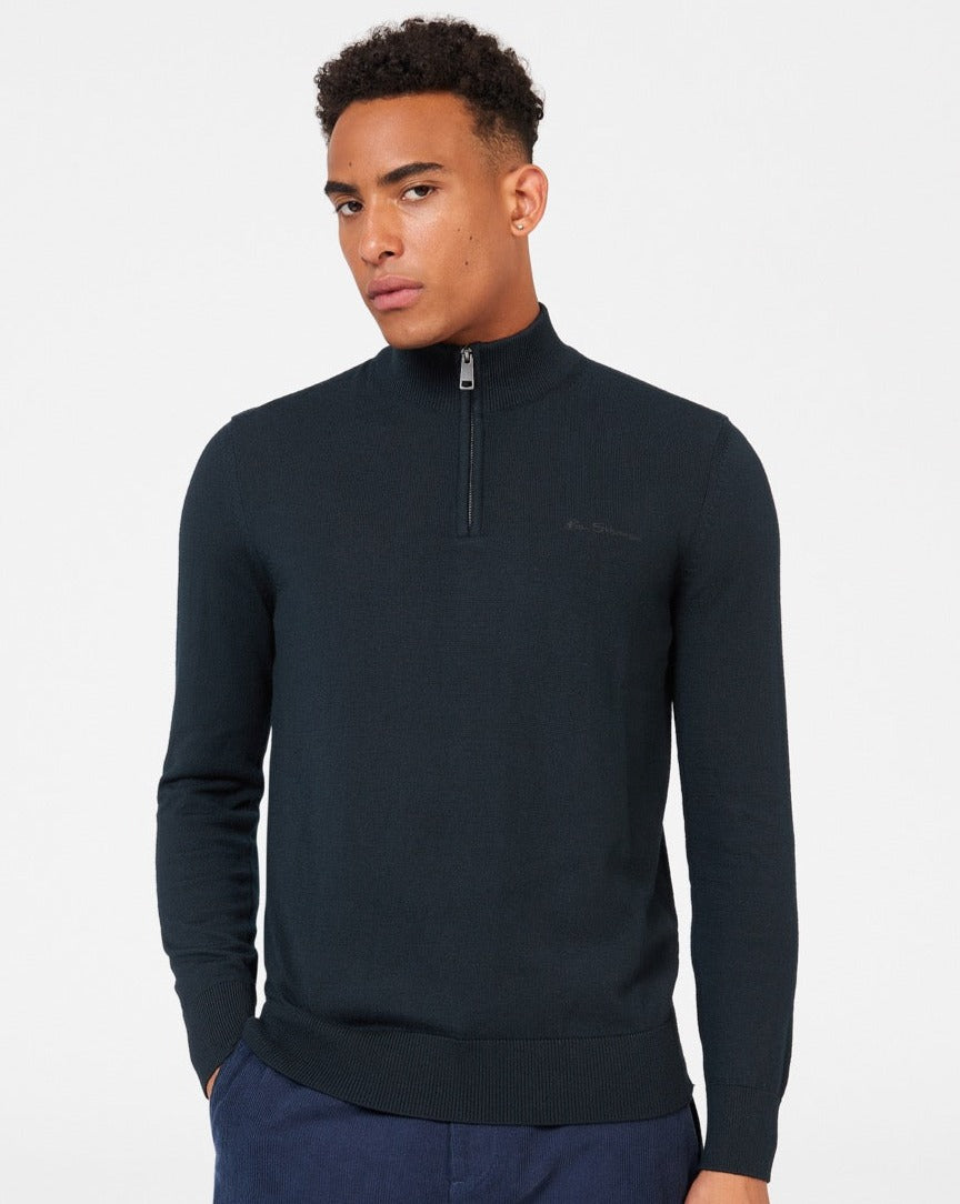 Black Ben Sherman Merino Half-Zip Knitwear | 309148-KLC