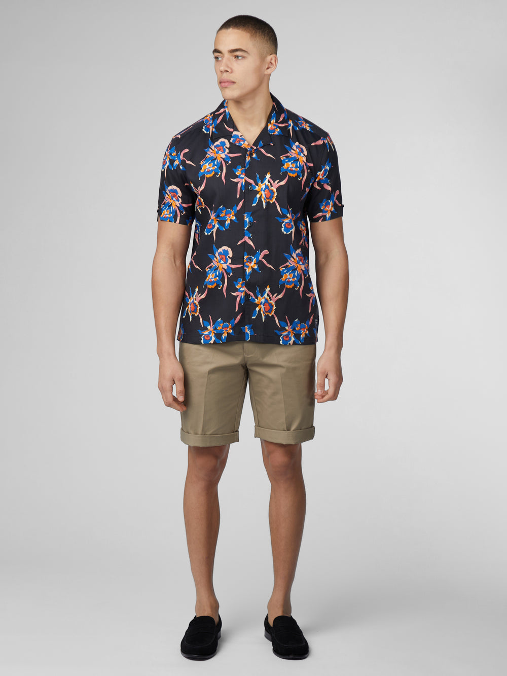 Black Ben Sherman Signature Botanical Print Shirts | 538746-ZVR