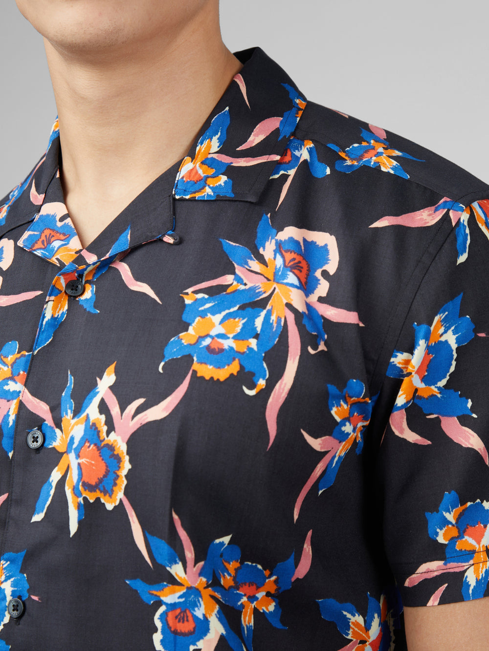 Black Ben Sherman Signature Botanical Print Shirts | 538746-ZVR