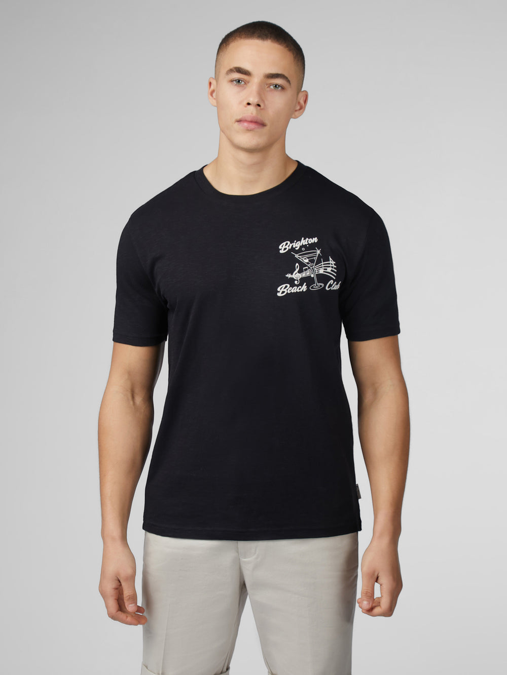 Black Ben Sherman Signature Brighton Beach Club T-Shirt | 146590-TDW