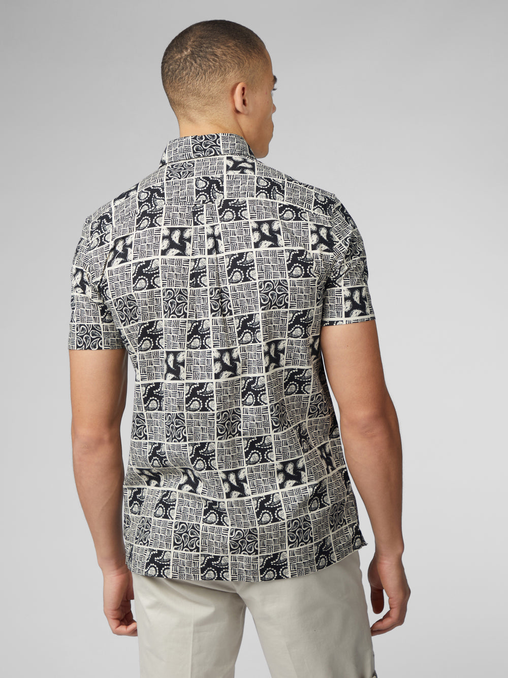 Black Ben Sherman Signature Checkerboard Paisley Print Shirts | 290375-BQW