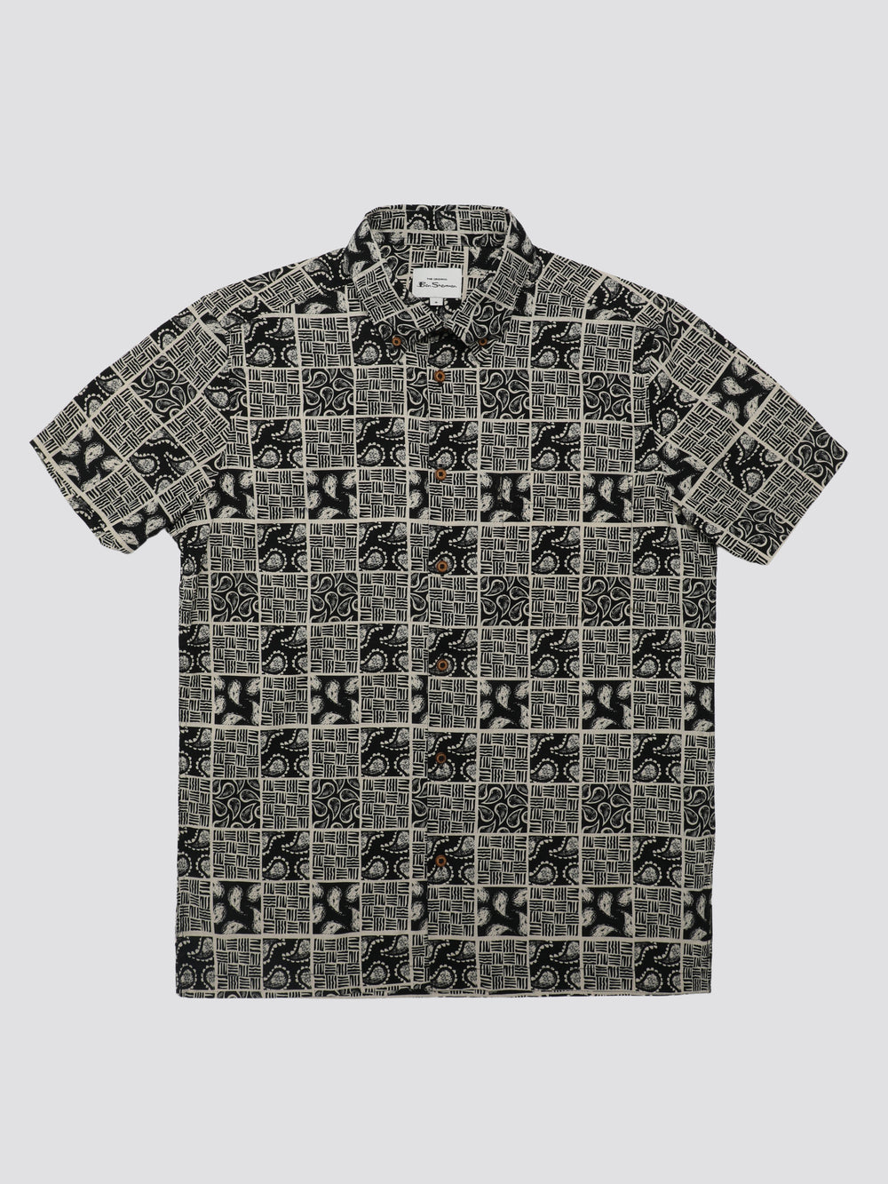 Black Ben Sherman Signature Checkerboard Paisley Print Shirts | 290375-BQW