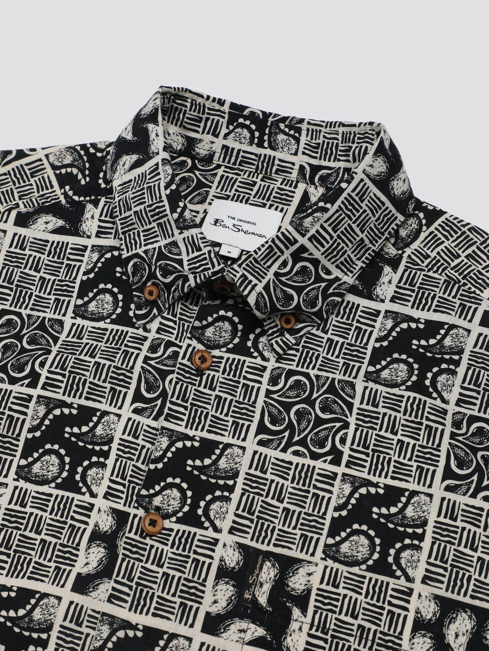 Black Ben Sherman Signature Checkerboard Paisley Print Shirts | 290375-BQW