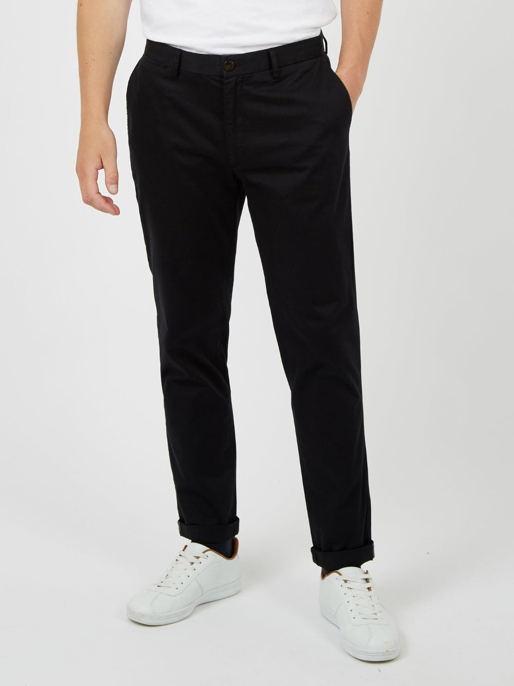 Black Ben Sherman Signature Slim Stretch Chino Pants | 825061-MXC