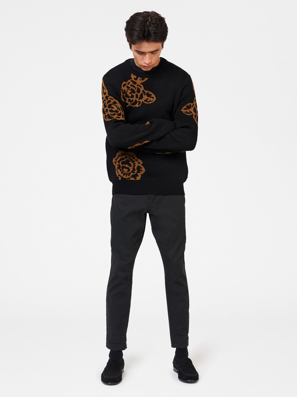 Black Ben Sherman Winter Floral Knitwear | 243685-MKX