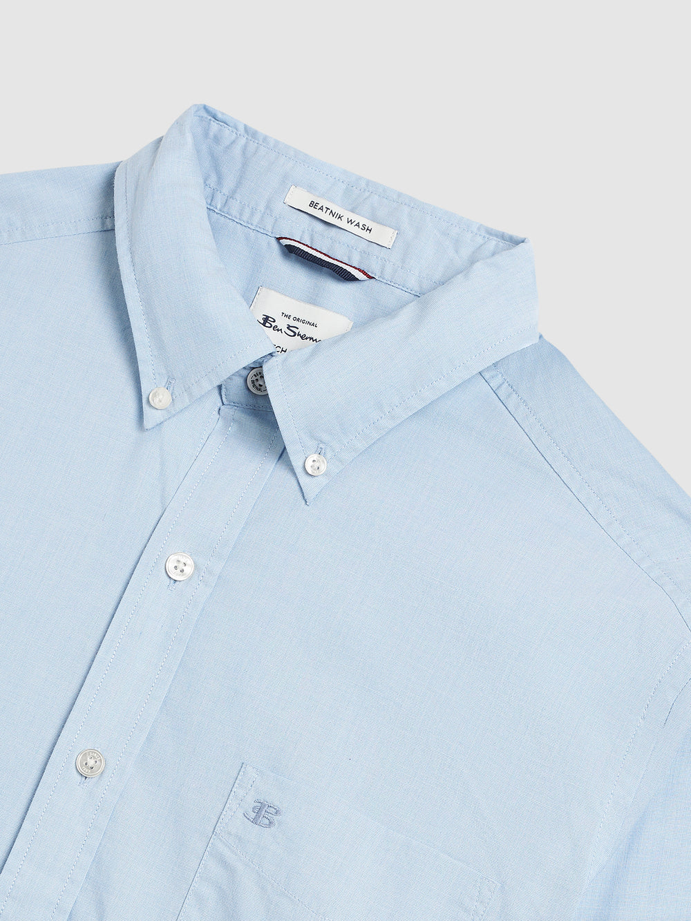 Blue Ben Sherman Beatnik Wash Long-Sleeve Shirts | 154206-VLI