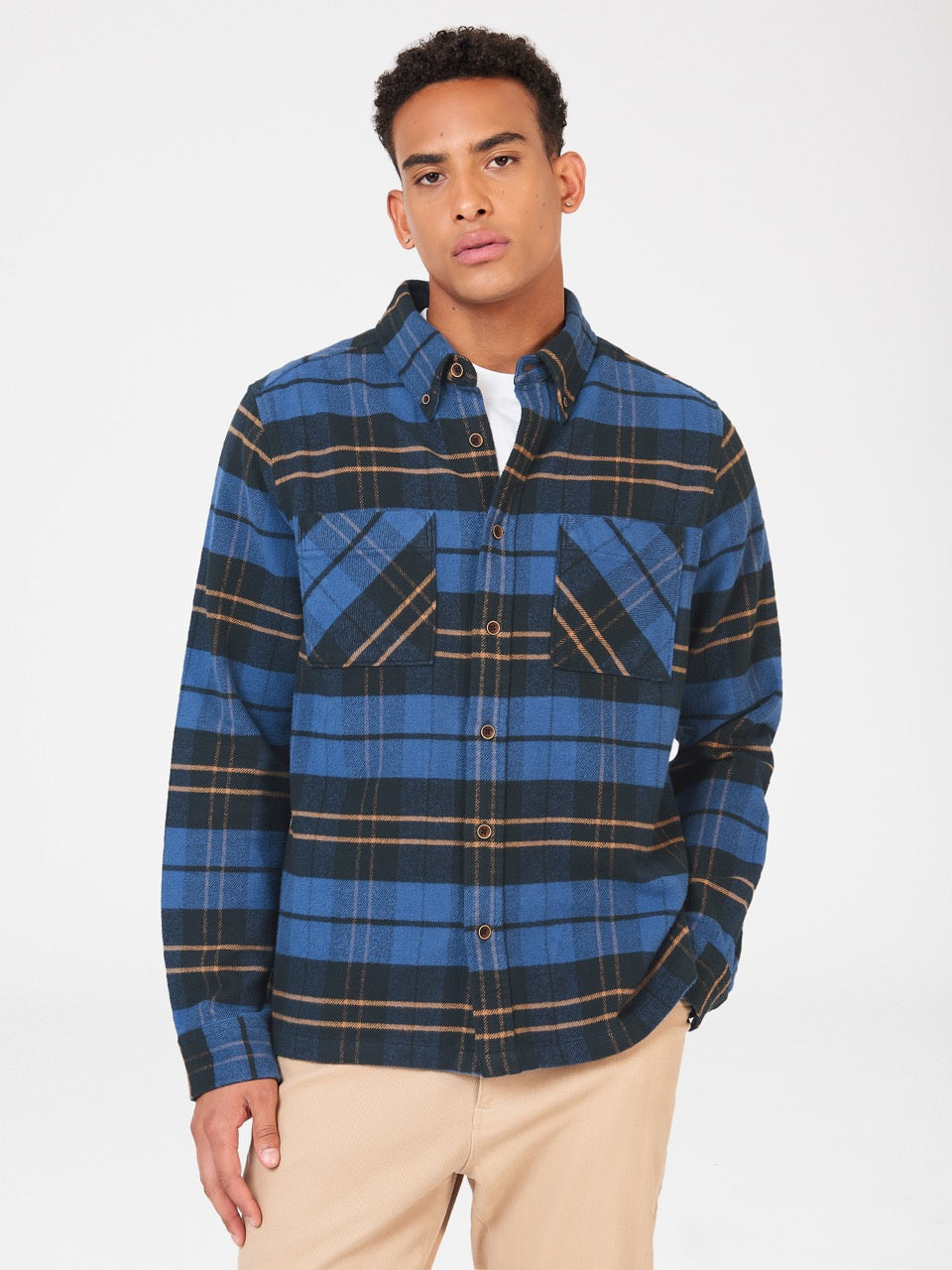 Blue Ben Sherman Brushed Ivy Check Shirts | 630829-JZG