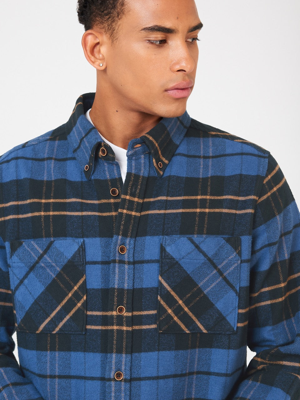 Blue Ben Sherman Brushed Ivy Check Shirts | 630829-JZG