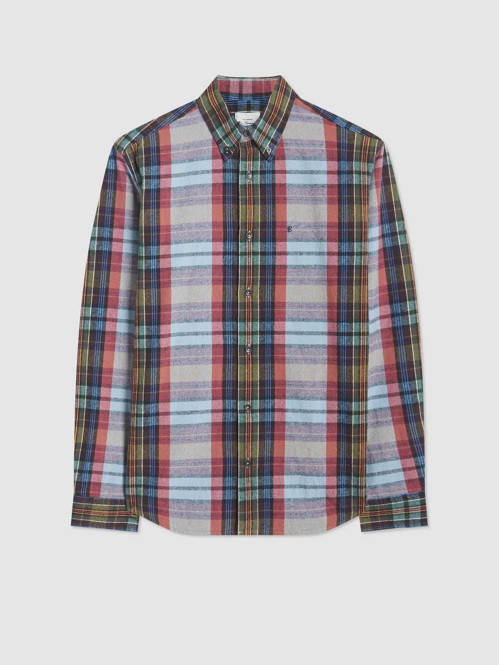 Blue Ben Sherman Brushed Multicolour Check Oxford Shirts | 502694-DLT