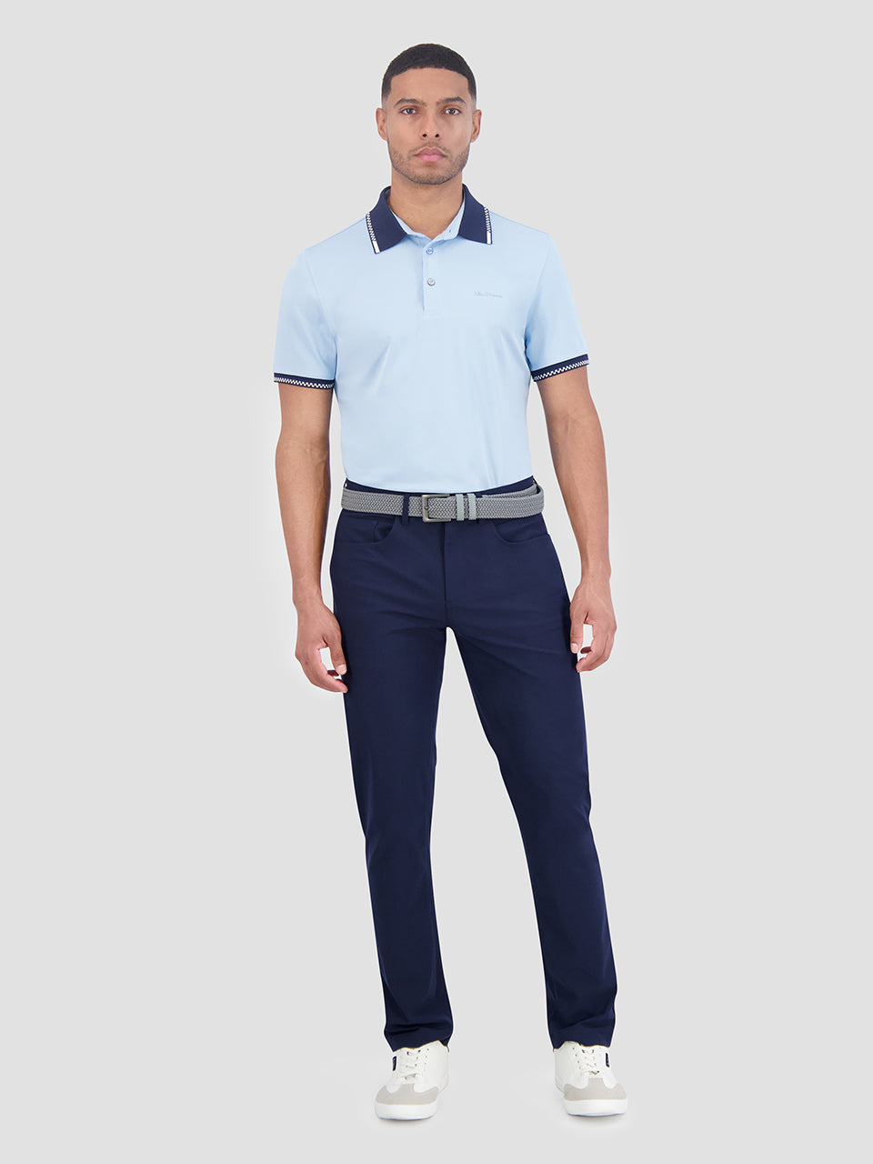 Blue Ben Sherman Checker Rib Air Pique Sports Fit Polo Shirts | 674852-WQF