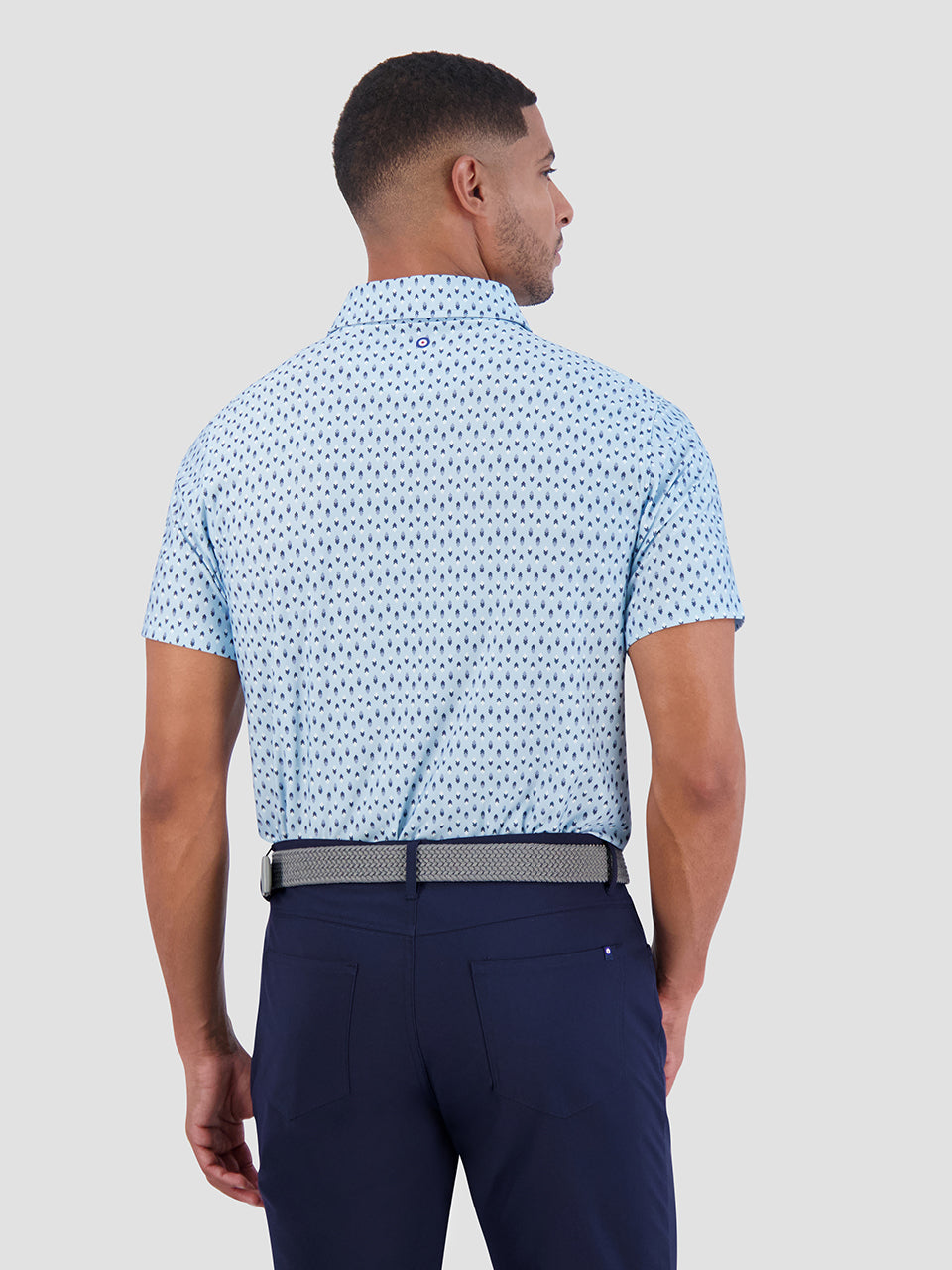 Blue Ben Sherman Chequerboard Geo Polo Shirts | 913478-AIQ