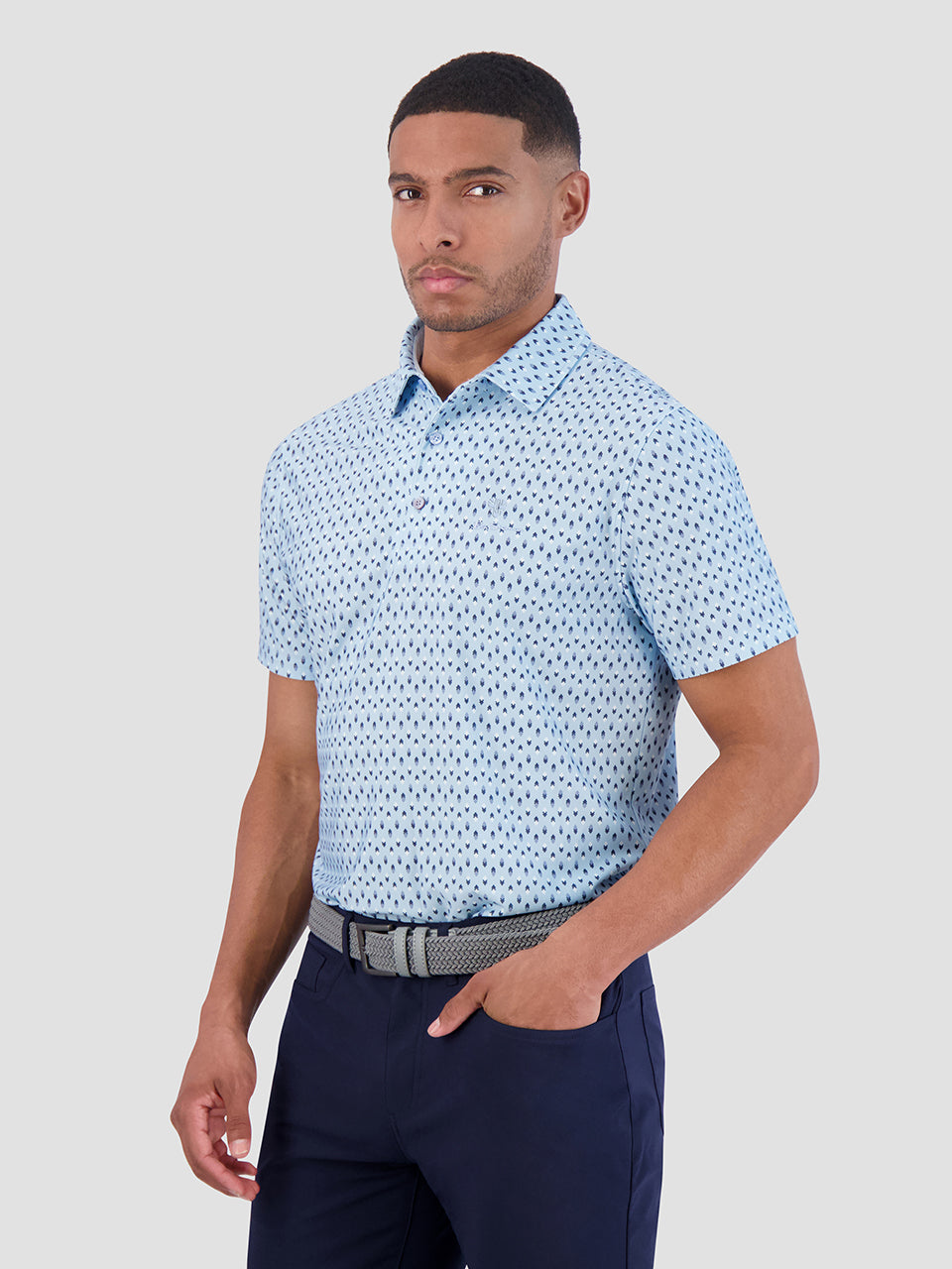 Blue Ben Sherman Chequerboard Geo Polo Shirts | 913478-AIQ