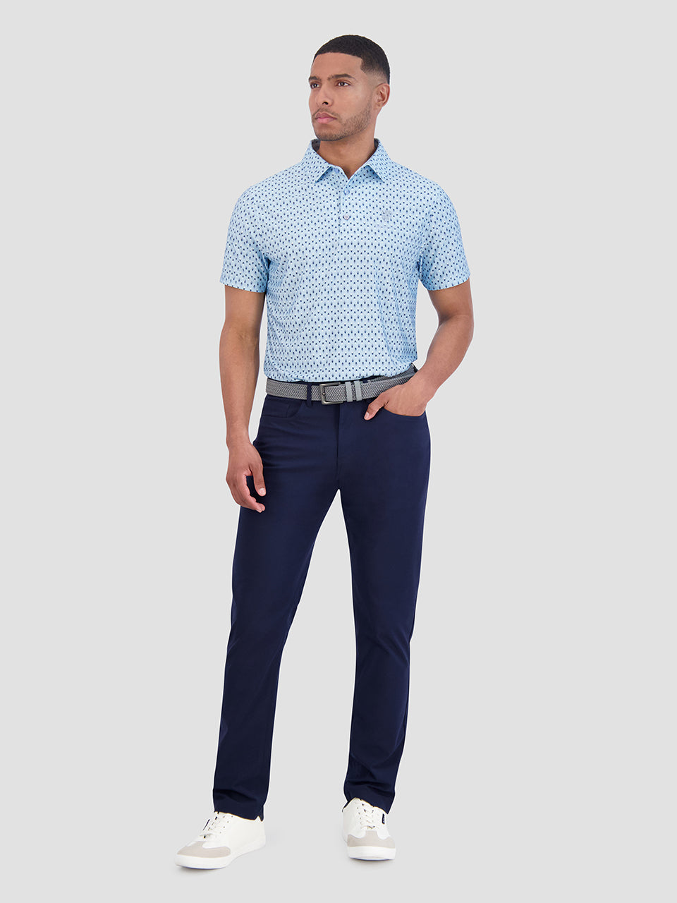 Blue Ben Sherman Chequerboard Geo Polo Shirts | 913478-AIQ