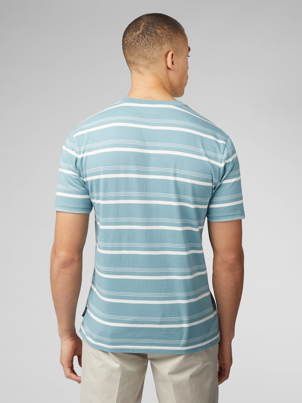 Blue Ben Sherman Fine Stripe T-Shirt | 753841-PWO