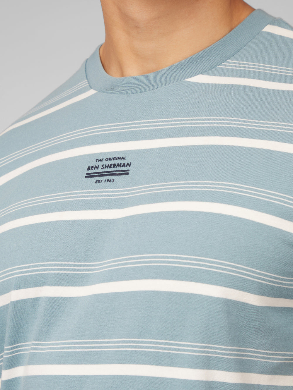 Blue Ben Sherman Fine Stripe T-Shirt | 753841-PWO