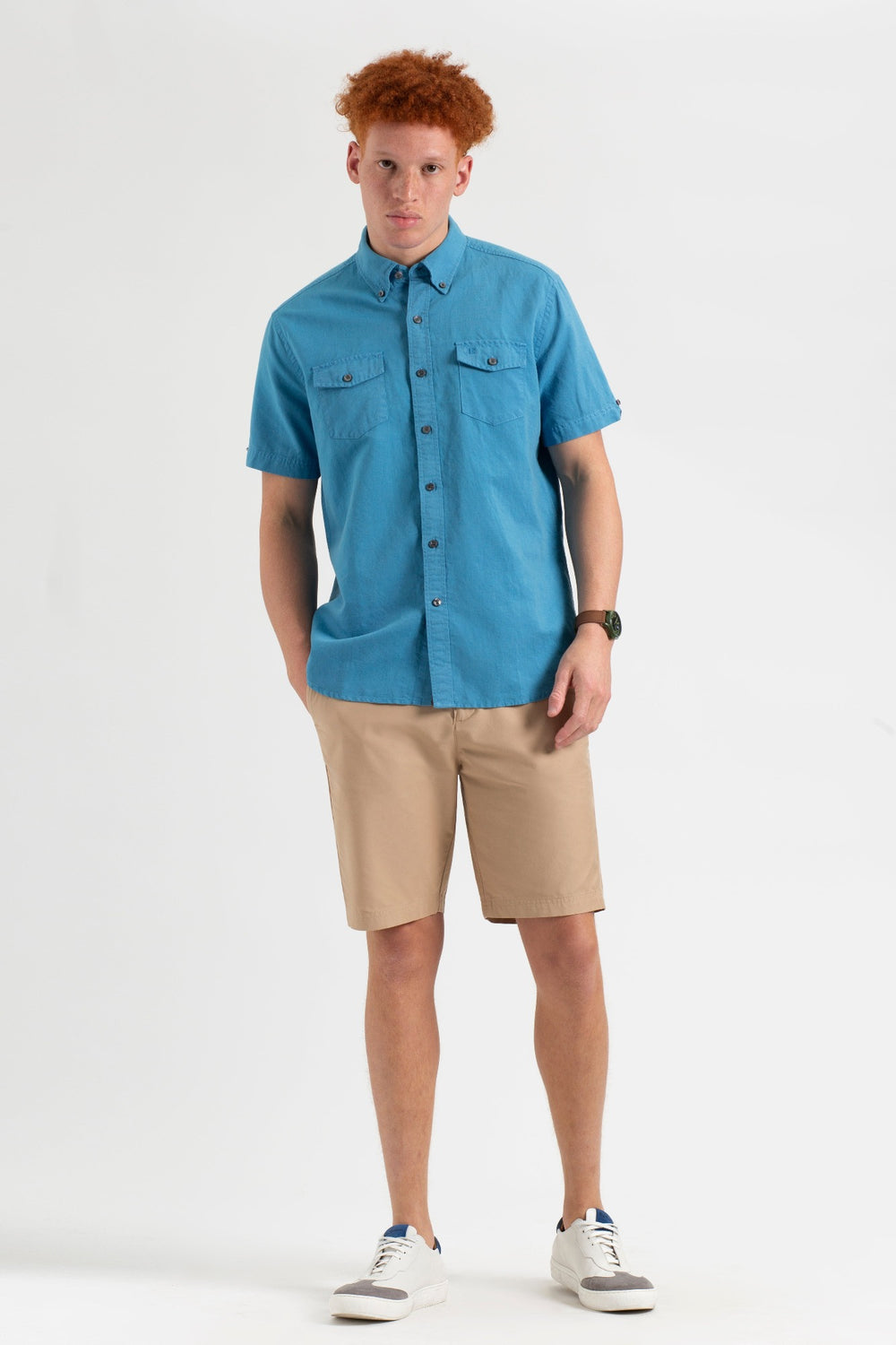 Blue Ben Sherman Garment Dye Linen Shirts | 926570-NIR