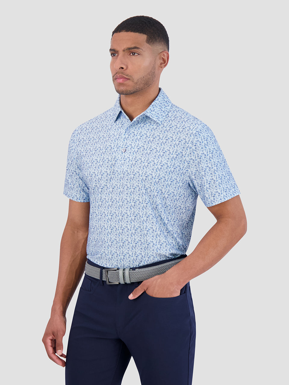 Blue Ben Sherman Mini Guitar Tech Jersey Sports Fit Polo Shirts | 842950-ZMA