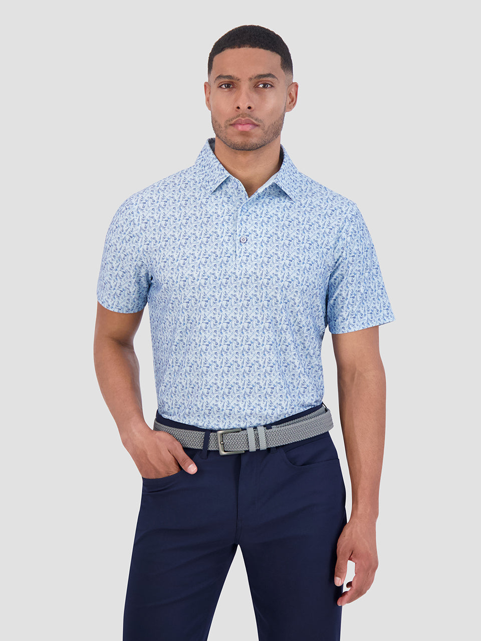 Blue Ben Sherman Mini Guitar Tech Jersey Sports Fit Polo Shirts | 842950-ZMA