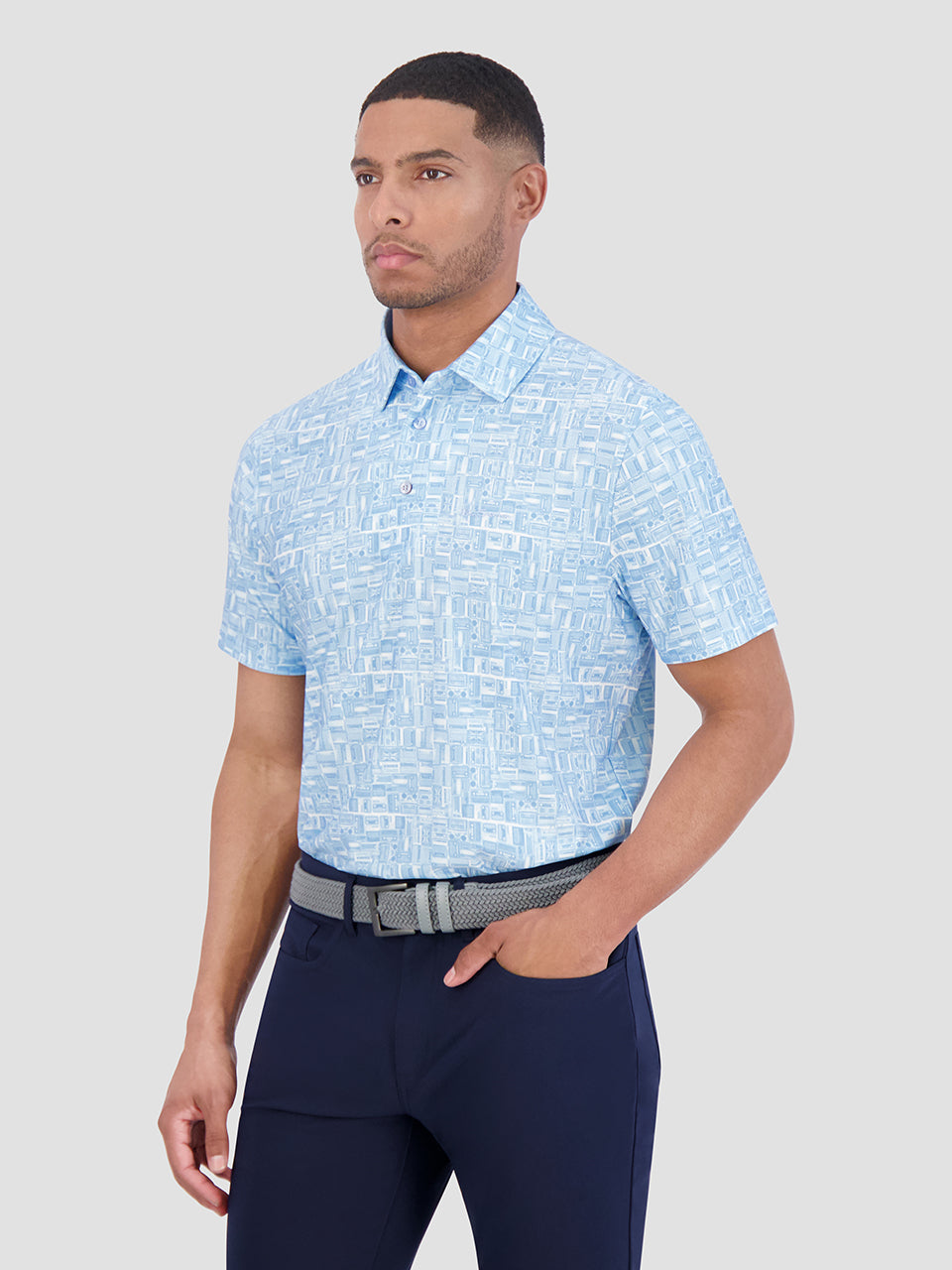 Blue Ben Sherman Radio Stack Tech Jersey Sports Fit Polo Shirts | 143027-FYP