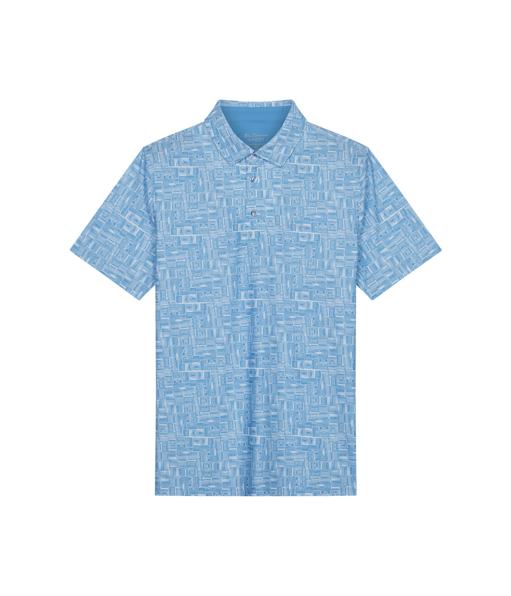 Blue Ben Sherman Radio Stack Tech Jersey Sports Fit Polo Shirts | 143027-FYP