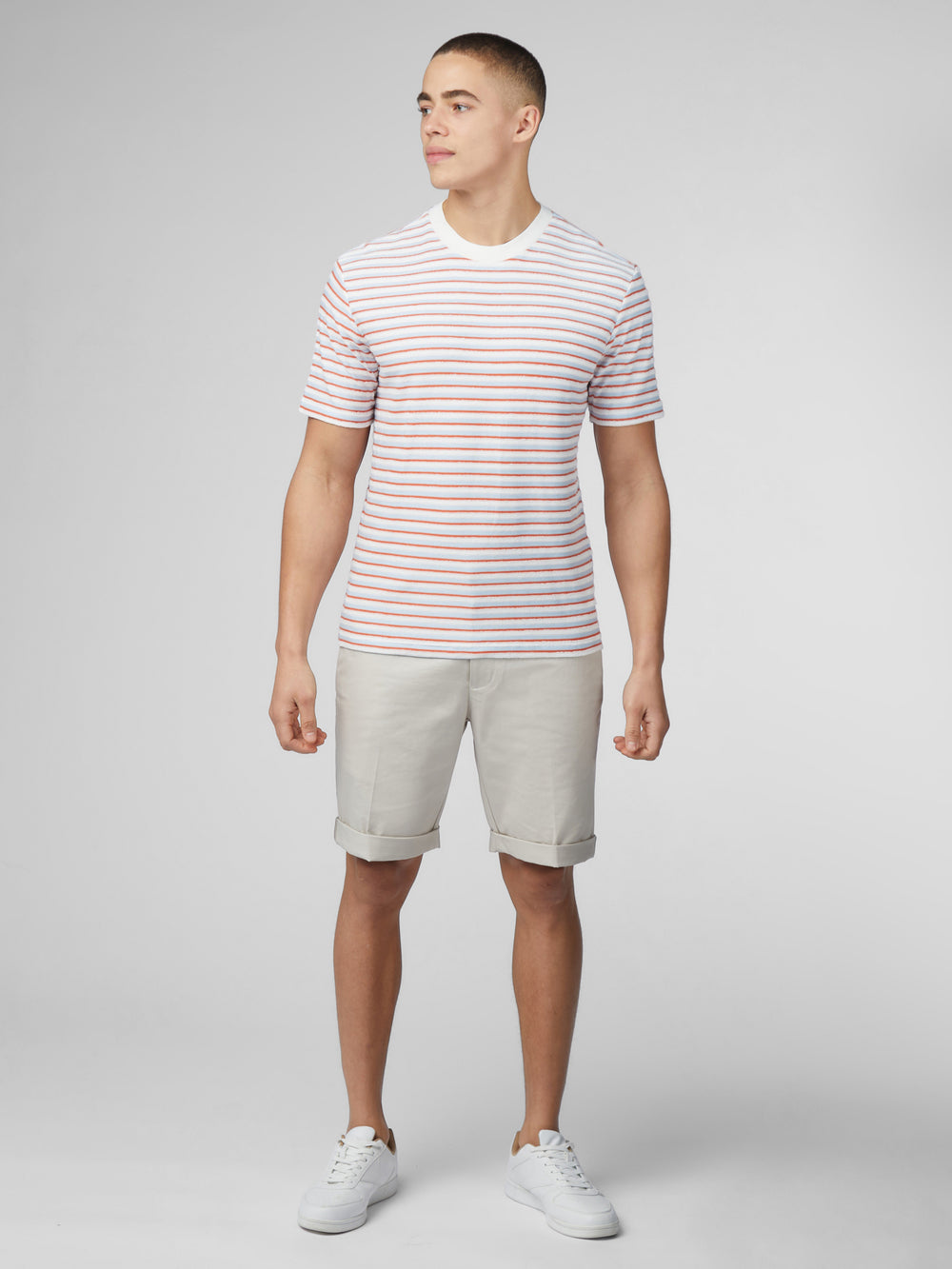 Blue Ben Sherman Signature Loopback Stripe T-Shirt | 641759-IKR