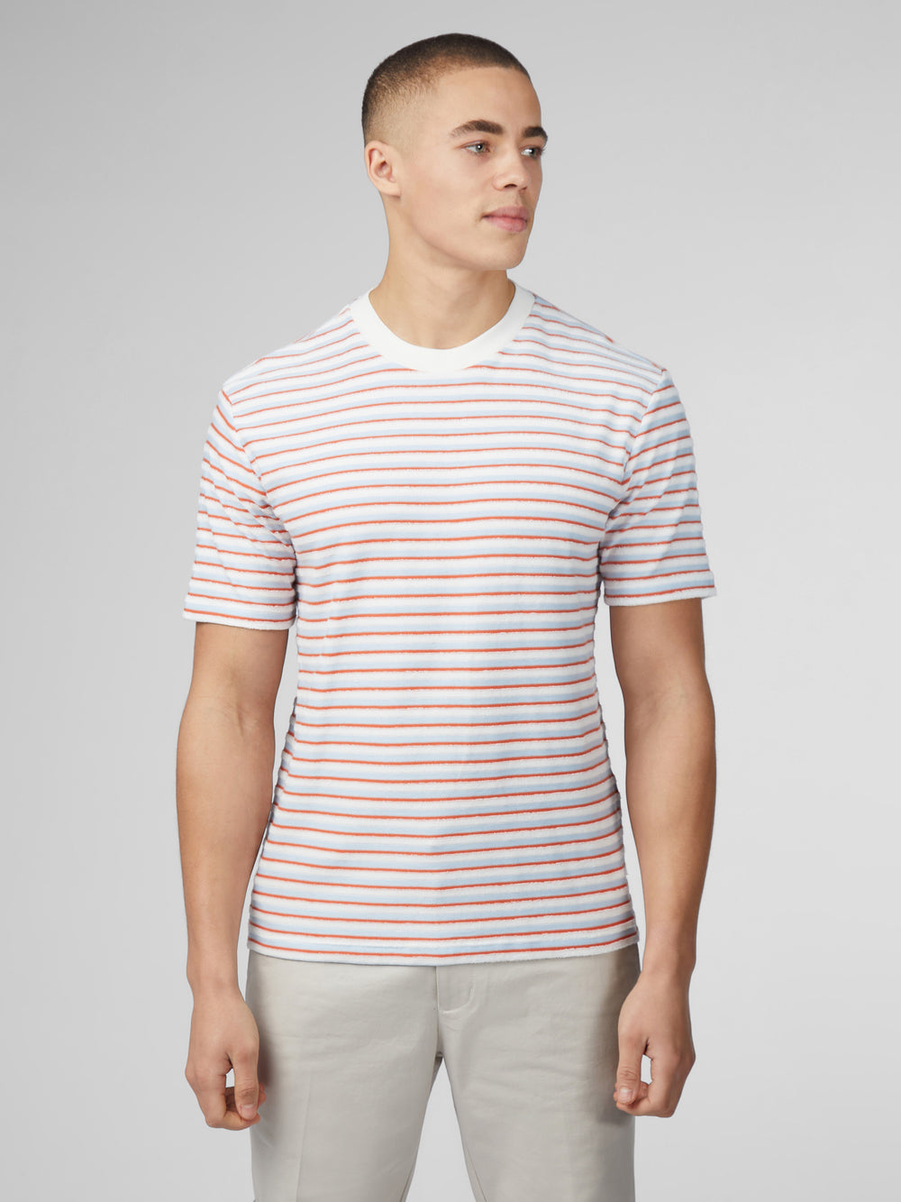 Blue Ben Sherman Signature Loopback Stripe T-Shirt | 641759-IKR