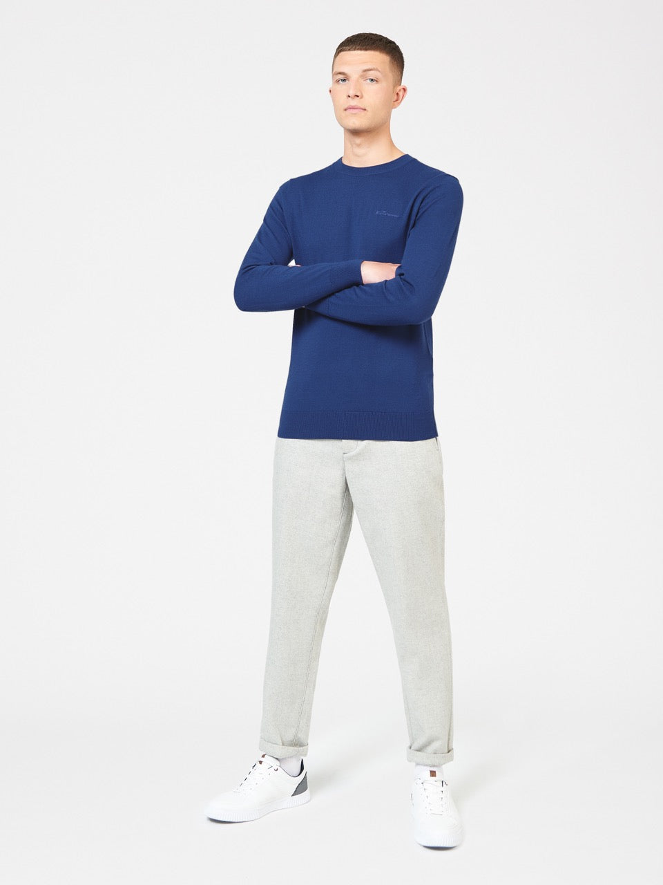 Blue Ben Sherman Signature Merino Crewneck Knitwear | 950724-FNW